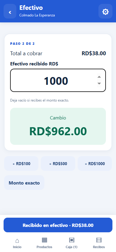 Una caja que te acompaña — pantalla de ejemplo de Colma